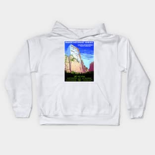 Vintage Travel Poster USA Zion National Park Kids Hoodie